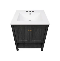 Swiss Madison 24" Freestanding Bathroom Vanity in Oak with 3-Hole Centerset Sink Top