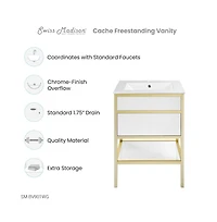 Swiss MadisonCache 24" Freestanding Bathroom Vanity in White with Sink Top