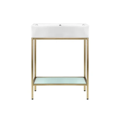 Swiss Madison Pierre 24 Single, Freestanding, Open Shelf, Gold Metal Frame Bathroom Vanity