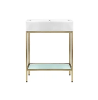 Swiss Madison Pierre 24 Single, Freestanding, Open Shelf, Gold Metal Frame Bathroom Vanity