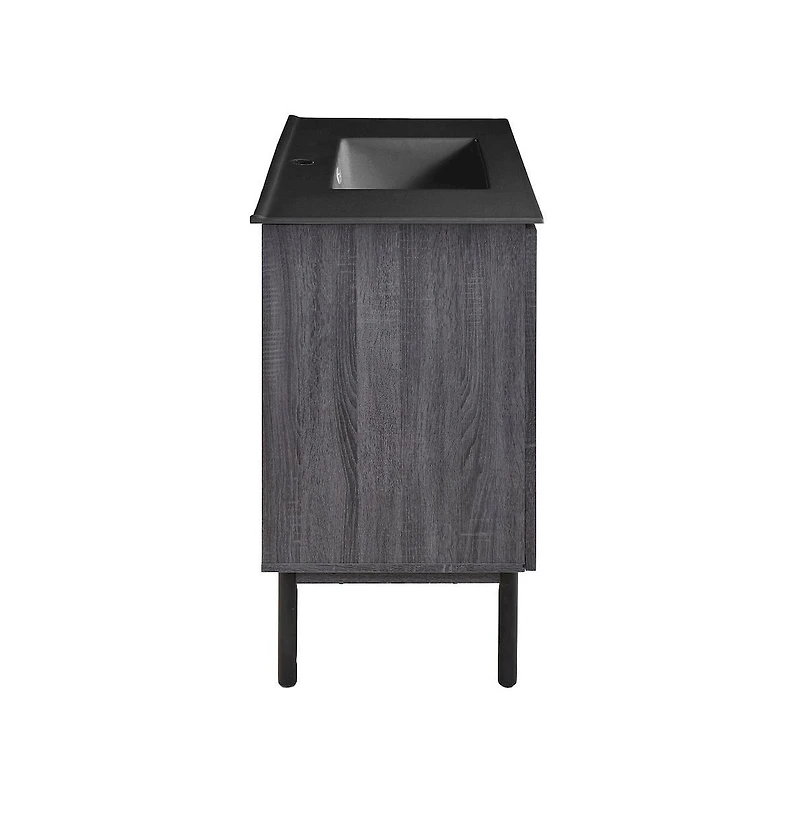 Classe 36" Freestanding Bathroom Vanity in Black Oak with Black Sink Top
