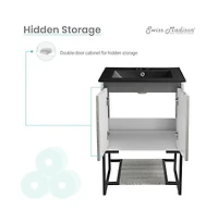 Swiss Madison Marseille 24 in. Gray Oak Bathroom Vanity With Black, 3-Hole Ceramic Sink Top