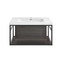 Swiss Madison Claire 30" Wall-Mounted Bathroom Vanity in Black Oak with Sink Top