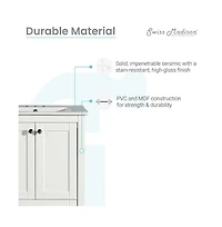 Swiss Madison Cannes 24 in. White Bathroom Vanity With White, 3-Hole Ceramic Sink Top