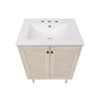 Swiss Madison 24" Freestanding Bathroom Vanity in White Oak with 3-Hole Widespread Sink Top