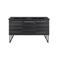 Swiss Madison 60 in. Black Walnut, Double Basin Bathroom Vanity, Artificial Stone Sink Top