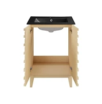 Swiss Madison Cascade in. Natural Oak Bathroom Vanity With Black Ceramic Sink Top