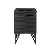 Swiss Madison Annecy 24 in. Black Walnut Bathroom Vanity With Black Ceramic Sink Top