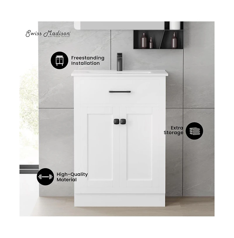 Swiss Madison Burdon 24" Bathroom Vanity in White