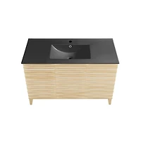 Swiss Madison Cascade 48 in. Natural Oak Bathroom Vanity With Black Ceramic Sink Top
