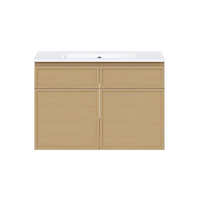 Swiss Madison St. Tropez 30" Wall-Mounted Bathroom Vanity in Natural Oak with Sink Top