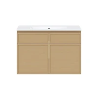 Swiss Madison St. Tropez 30" Wall-Mounted Bathroom Vanity in Natural Oak with Sink Top