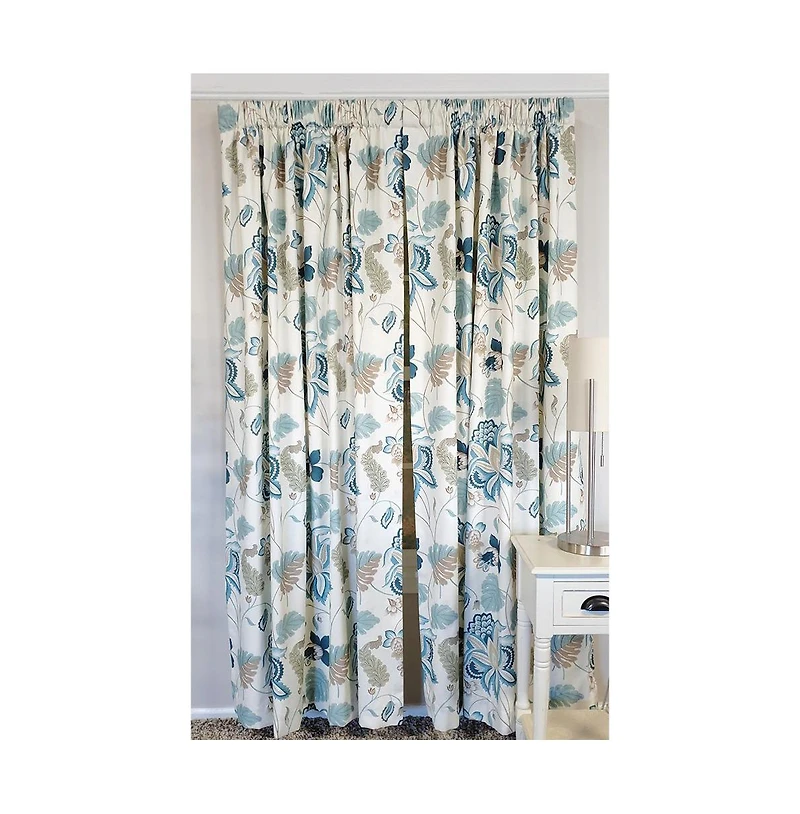 Rlf Home Samanta Window Treatment 100% Cotton High-Quality Decorator Fabric Fully Lined Curtain Panels 100" X 63" Blue