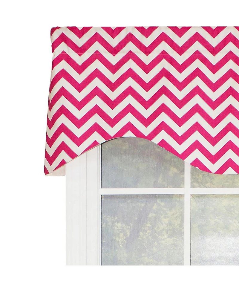 Rlf Home Zig Zag Cornice 100% Cotton with Fully Lined 3" Rod Pocket Valnance for Windows 50" x 17" Lipstick