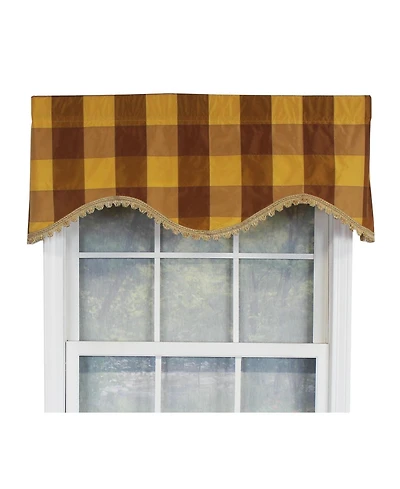 Rlf Home Pascal Trimmed Cornice 100% Cotton with Fully Lined 3" Rod Pocket Valnance for Windows 50" x 17" Bronze