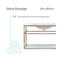 Swiss MadisonPierre 36 Single, Open Shelf, Gold Metal Frame Bathroom Vanity