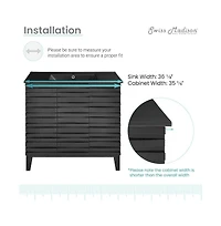 Swiss Madison Cascade 36 in. Black Oak Bathroom Vanity With Black Ceramic Sink Top