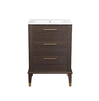 Swiss MadisonHugo 24" Freestanding Bathroom Vanity in Brown Oak with Sink Top