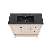 Swiss Madison 36" Freestanding Bathroom Vanity in White Oak, Black 3-Hole Widespread Sink Top