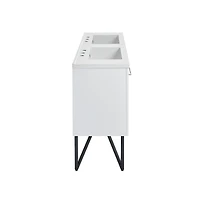 Swiss Madison60 in. White, Double Basin Bathroom Vanity, White, 3-Hole Sink Top