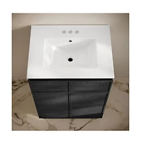Swiss Madison24" Freestanding Bathroom Vanity in Black Oak with 3-Hole Centerset Sink Top
