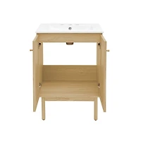 Swiss Madison 24" Freestanding Bathroom Vanity in Natural Oak with 3-Hole Centerset Sink Top