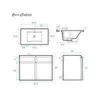 Swiss Madison St. Tropez 36" Wall-Mounted Bathroom Vanity in Natural Oak with Sink Top