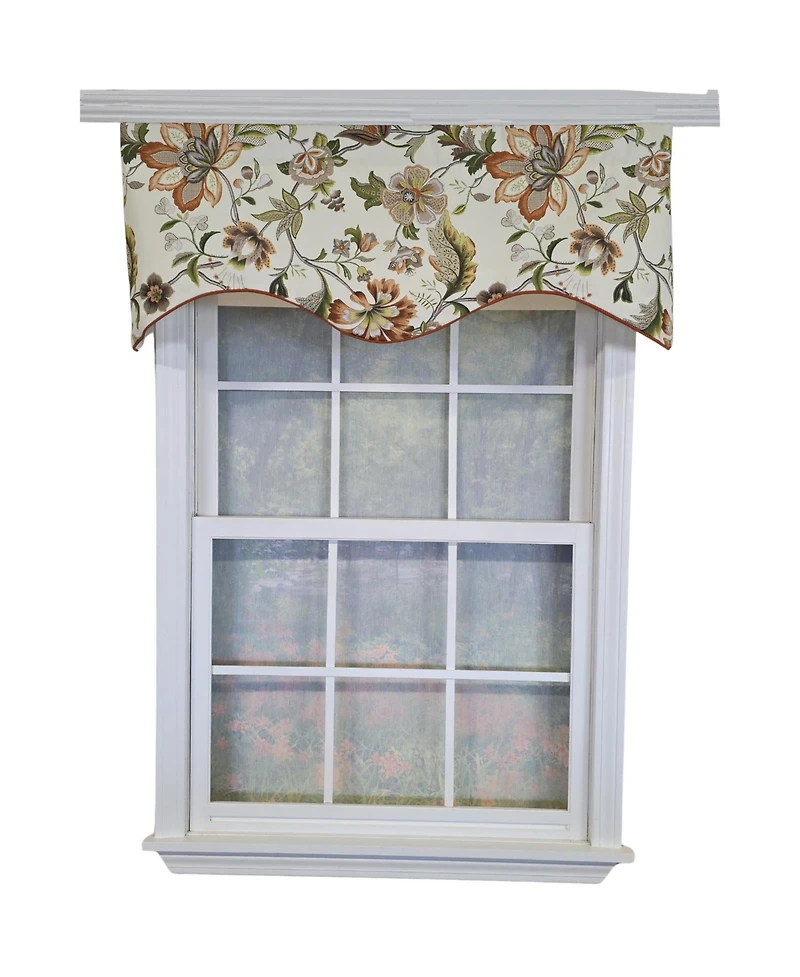 Rlf Home 100% Cotton Zanzibar Cornice With Poly/Cotton lining Rod Pocket Valance 50" x 17" Orange