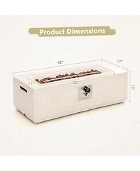 42 Inch 50,000 Btu Rectangle Terrazzo Fire Pit Table with Pvc Cover