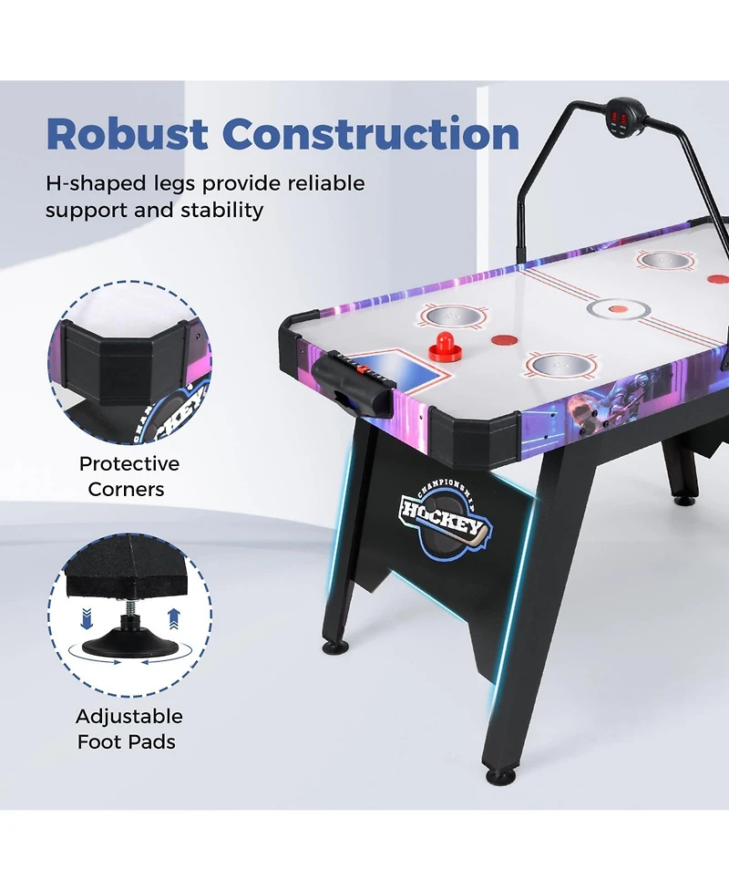 56 Inch Air Hockey Table with Led Digital Scoreboard and Powerful 12V Motor