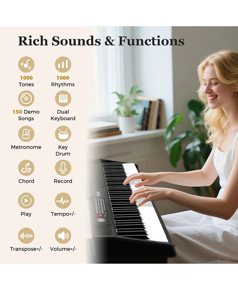 Mecale 88 Key Foldable Piano Keyboard Portable Semi Weighted Electric Piano