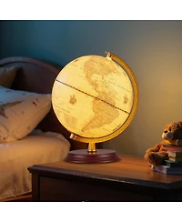Mecale 8 Inch Illuminated World Globe Night Light up Globe Lamp with Wooden Stand and Hd Map