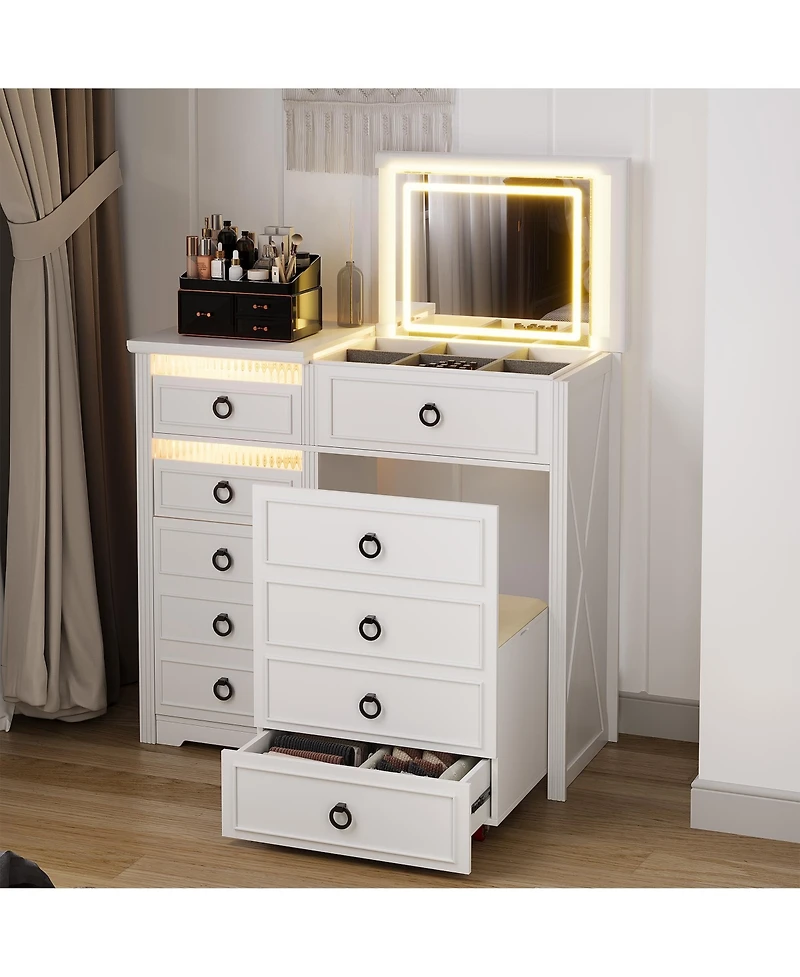 Vlsrka Vanity Makeup Desk with Mirror and Lights