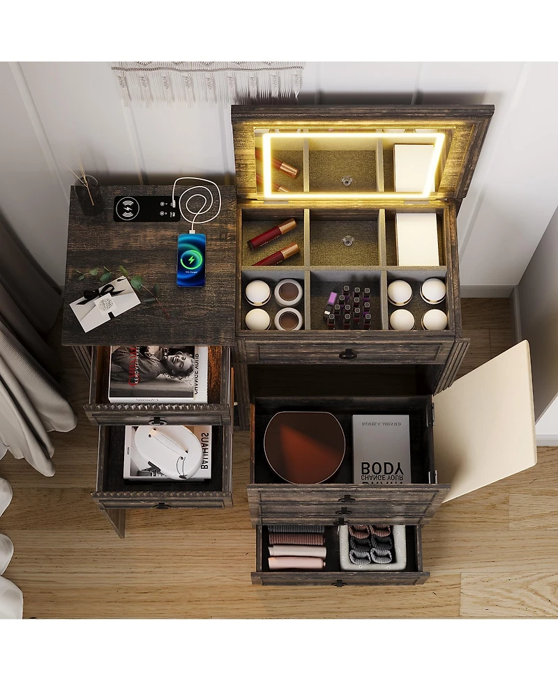 Vlsrka Vanity Makeup Desk with Mirror and Lights