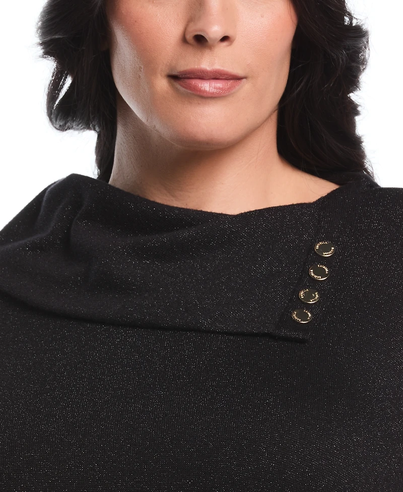 Rafaella Women's Plus Split Collar Long Sleeve Top