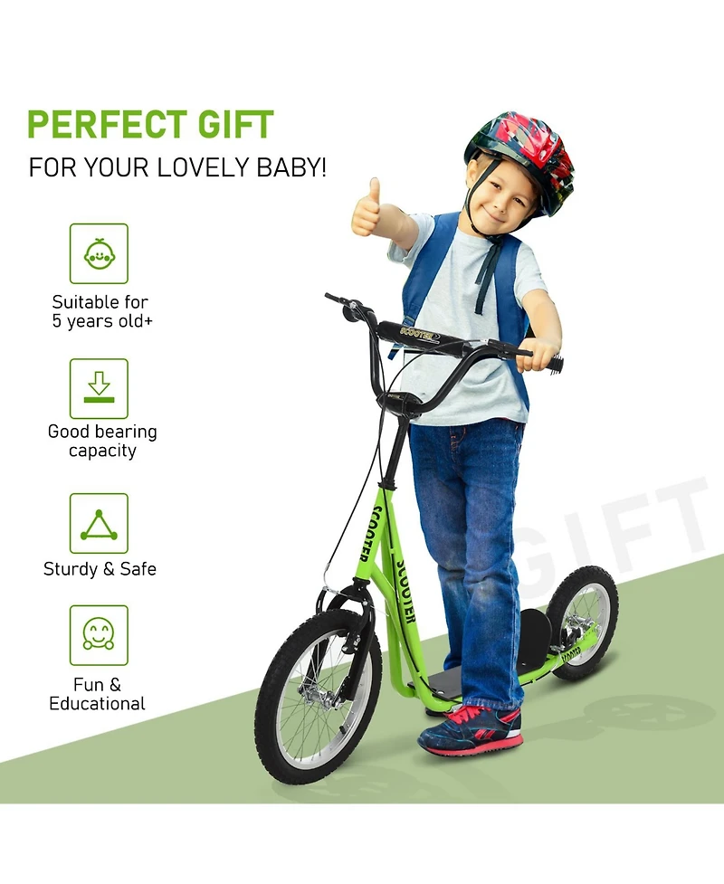 Aosom Youth Scooter Front and Rear Caliper Dual Brakes