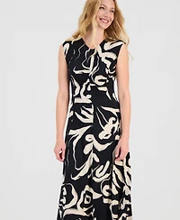 Robbie Bee Women's Ruched-Front Midi Dress