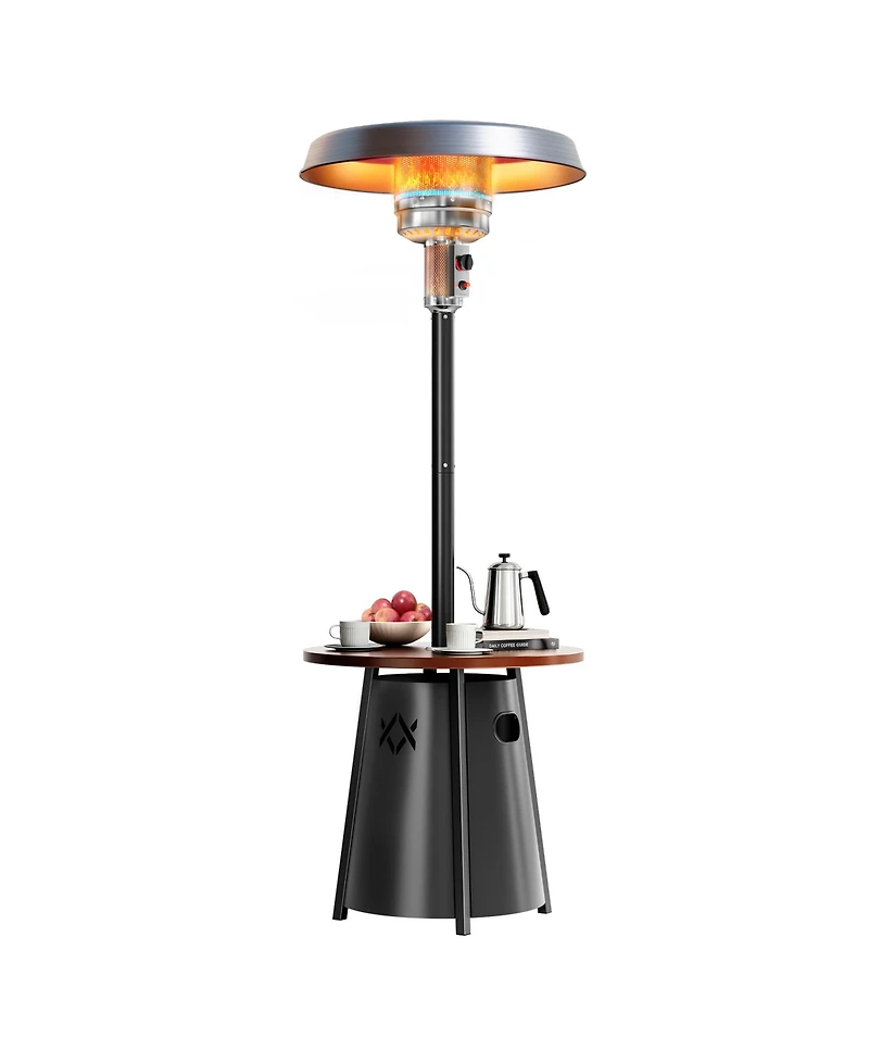 Pamapic 50,000 Btu Propane Patio Heater with 28" Round Storage Table and Adjustable Thermostat
