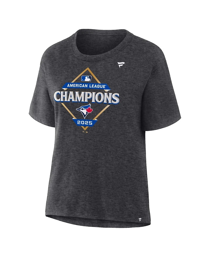 Fanatics Women's Heather Charcoal Toronto Blue Jays 2025 American League Champions Locker Room T-Shirt