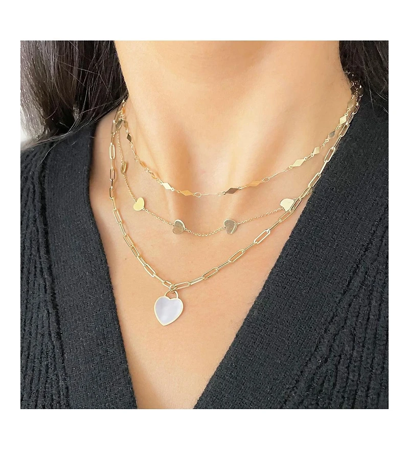 The Lovery Mother of Pearl Heart Padlock Charm 15 millimeters