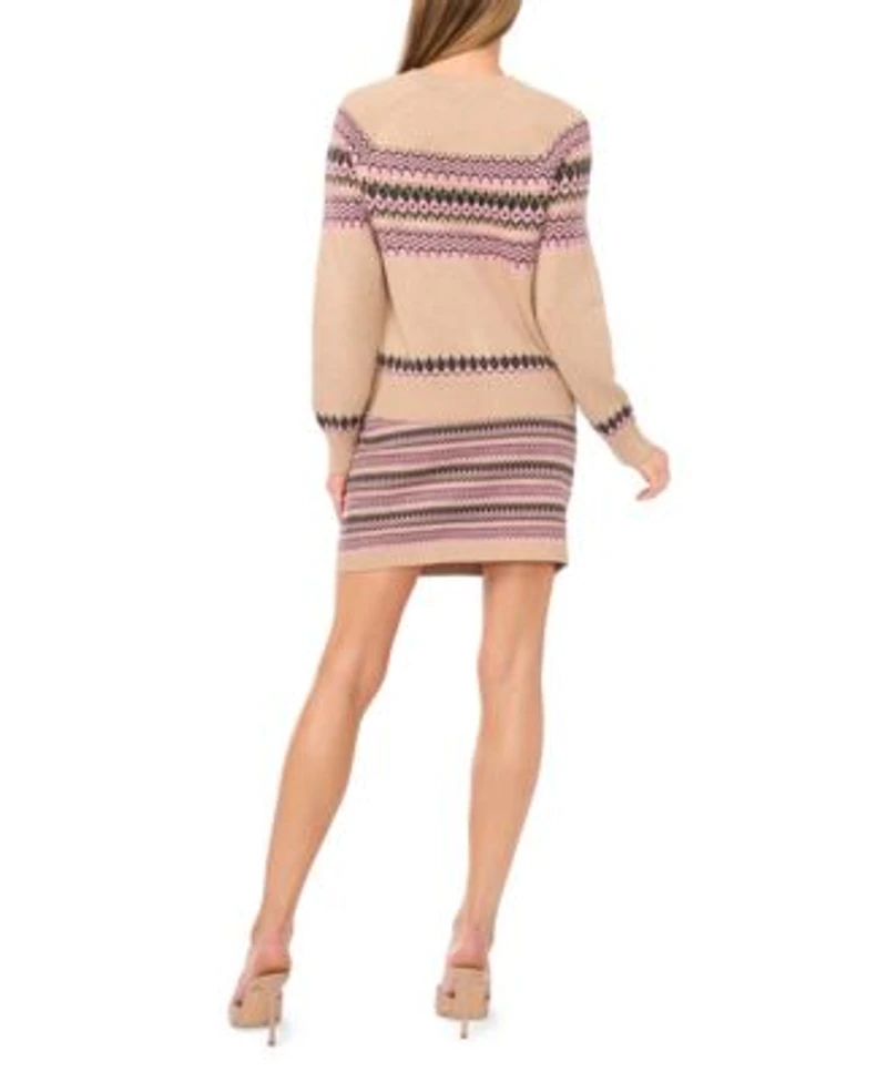 Cece Womens Fair Isle Cardigan Sweater Mini Skirt