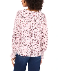 CeCe Women's V-neck Smocked Cuff Top