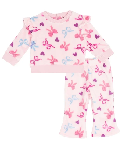 Rare Editions Baby Girls 2-Piece Bow Printed Top and Leggings Set