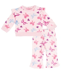 Rare Editions Baby Girls 2-Piece Bow Printed Top and Leggings Set