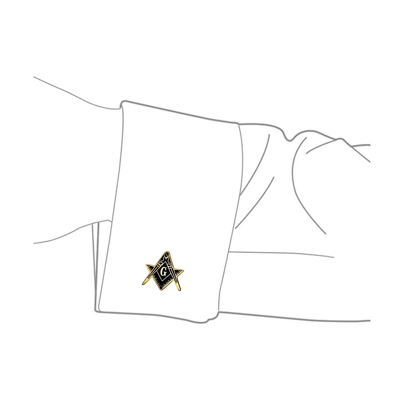 Bling Jewelry Set of 2 Freemasons Compass Symbol Shirt Cufflink Black Enamel Gold Plated