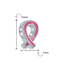 Bling Jewelry Set of 3 Breast Cancer Survivor Pink Ribbon Glass Spacer Charm Bead Silver Core