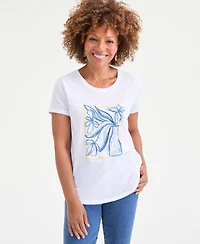 Style & Co Petite Short-Sleeve Vase Graphic T-Shirt, Macy's Exclusive