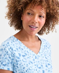 Style & Co Women's Printed Short-Sleeve V-Neck T-Shirt, Macy's Exclusive