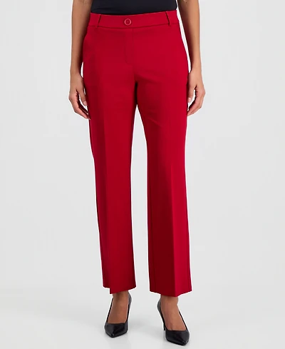 Kasper Women's Mid-Rise Pull-On Straight-Leg Pants, Regular & Petite