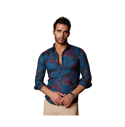 Campus Sutra Men's Midnight Blue Impressia Regular Shirt